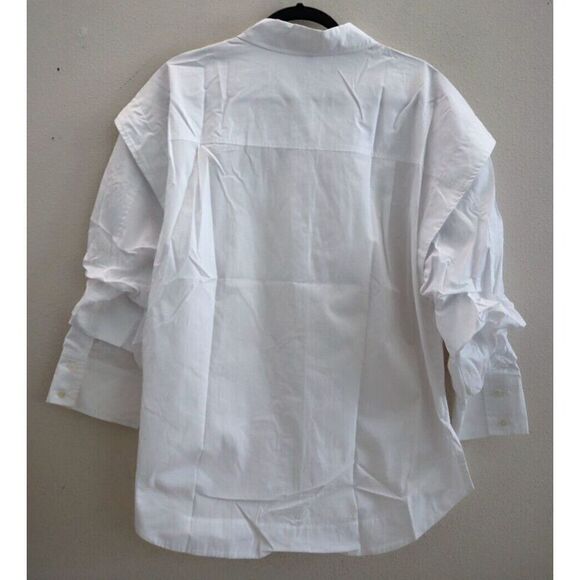 Derek Lam 10 Crosby Women's Sz 2 White Marley Button-Front Ruched L/S Shirt - Picture 2 of 10